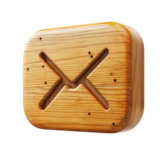 Aufkleber - Wooden Email Icon Symbol Communication Technology Modern Interface Digital on transparent background