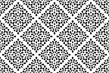 Poster - Flower geometric pattern. Seamless vector background. White and black ornament.