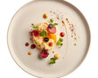 © Fightstar - Gourmet egg dish with vegetable garnish and artistic sauce dots