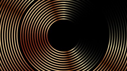 Poster - abstract animated background with shiny golden circle lines spinning in dark space. dynamic and smoo
