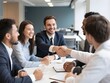 © Harris Kharisma - Title: A group of job seekers shaking hands at a table during a successful networking session