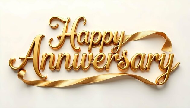 golden happy anniversary decoration on white background 
