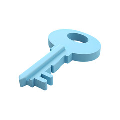 Poster - A light blue key lying in a simple style isolated on transparent background