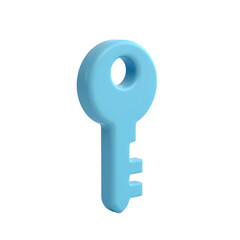 Poster - A light blue key with a rounded head image isolated on transparent background