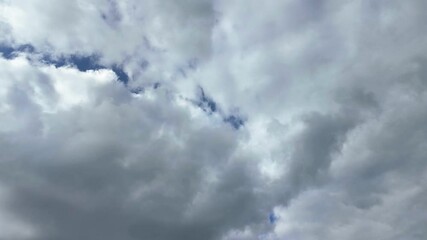 Wall Mural - beautiful blue sky with soft white clouds timelapse.