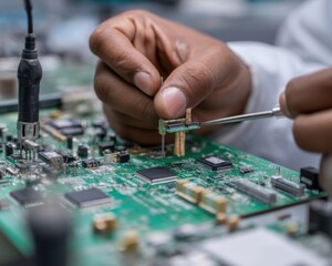 Poster - Person installing component on circuit board