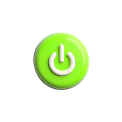 Poster - Isolated green power button with white symbol isolated on transparent background