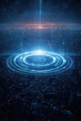 Poster - Futuristic city network at night