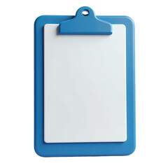 Poster - A blue clipboard with a white sheet of paper isolated on transparent background