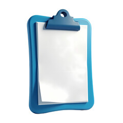 Poster - A blue clipboard with a blank white piece of paper isolated on transparent background