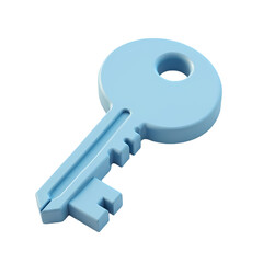 Poster - Isolated light blue key with a round head isolated on transparent background