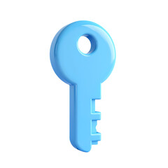 Poster - Isolated light blue key with a circular head isolated on transparent background