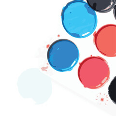 Poster - Colorful abstract watercolor background with paint splashes, circles, and 3D bubble elements for web design and business communication