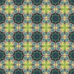 seamless kaleidoscope floral pattern abstract floral shapes in green and blue design for fabric, wal