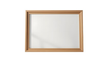 Poster - A blank white canvas with a light brown wooden frame on a white background in a horizontal view