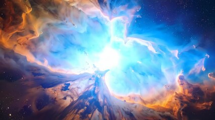 Wall Mural - Vibrant nebula of gas and dust in deep space with bright star forming region and starry background shining with multicolored light, cosmic wonder