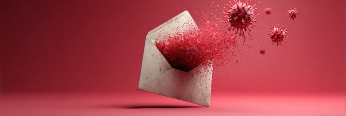 Poster - Phishing Bait Represented as a Gift Box Opens to Reveal a Mist of Viruses in a Creative Digital Rendering