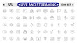 © artshuvo - Live and Streaming outline icon set. Live stream, broadcasting online stream. Lower third template for tv, shows, movies and live performance.