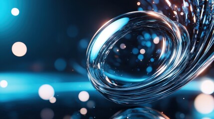 Poster - A mesmerizing, abstract image of a spiral glass object surrounded by blurred bokeh lights, creating an artistic effect that embodies beauty, movement, and modern design.