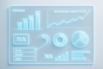 Poster - Business analytics screen showing revenue and other data visualizations