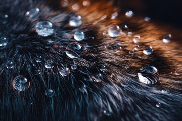 Poster - A close up of a furry animal with water droplets on its fur