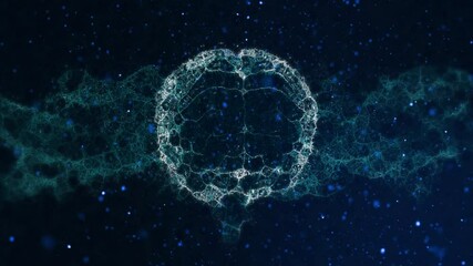 Poster - Opening on dark space, wireframe brain emerging, rotating and dissolving for neural visualization