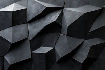 Poster - Angular black wall with deep cutout grooves and shadows 