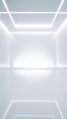 Poster - Illuminated modern space design minimalist room digital art bright environment abstract viewpoint futuristic concept