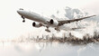 © Anoo - Double exposure of airplane over globe illustrating global logis