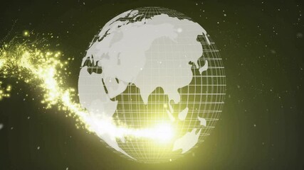 Aufkleber - Golden particles igniting globe edge, drifting along equator, wrapping midsection to show data flow