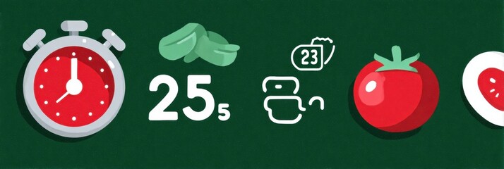 Poster - Enhancing Productivity With the Pomodoro Technique Using Time Intervals Marked by Tomato and Clock Icons
