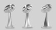 © marozhkastudio - Super Bowl trophy, Vince Lombardi sterling silver prize in shape of ball. Winner award for NFL championship, American football sport. Realistic 3d set of metal cup in different angles. 3D illustration