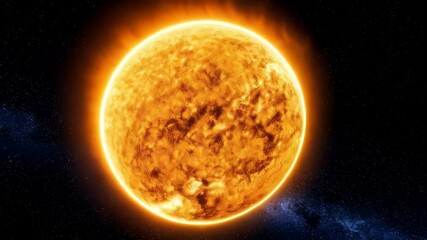 Wall Mural - Bright orange star emitting light in deep space against starry sky, creating a stunning visual effect