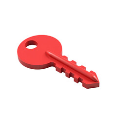Poster - A single red key isolated against a plain black background isolated on white background