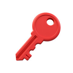 Poster - A simple red key isolated against a plain black background isolated on white background