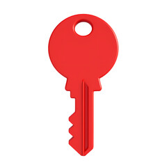 Poster - Isolated single red key with a round head on black background isolated on white background