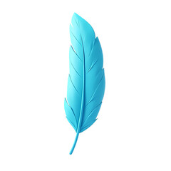 Poster - Close up of a single light blue feather on a black background isolated on white background