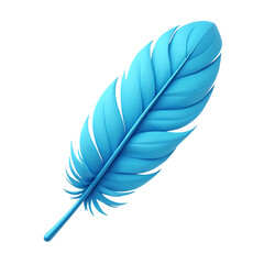 Poster - A single light blue feather isolated on a black background isolated on white background