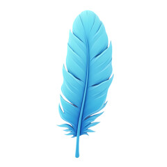 Poster - Isolated single light blue feather on a black background view isolated on white background
