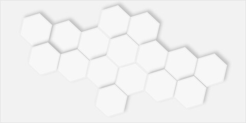 Aufkleber - White hexagonal tiles arranged in a cluster pattern light gray surface creating  modern design.