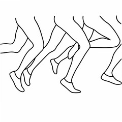 Poster - Running Legs Black Line Art Illustration on White Background Group of Runners in Motion Simple Minimalist Design