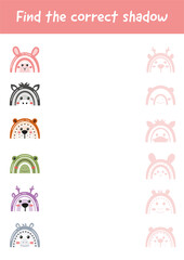 Naklejka na meble Logic activity and game for preschool and kindergarten. Early development page. Trains attention and concentration. Matching game for kids. Teacher resources. Educational activity for toddlers.