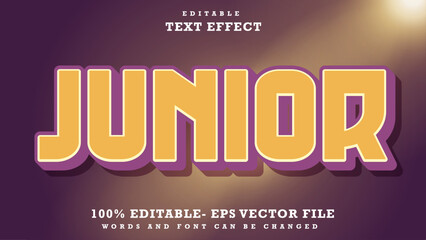 Fototapete - 3d Minimal Word Junior Editable Text Effect Design, Effect Saved In Graphic Style