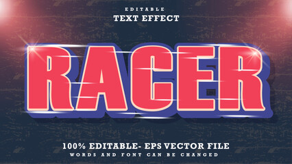 Fototapete - 3d Modern Word Racer Editable Text Effect Design, Effect Saved In Graphic Style
