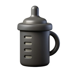 Leinwandbilder - A 3d rendered baby bottle with handle and a gray design
