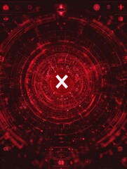 Poster - Red X Mark Indicating an Error in a Distorted User Interface With a Clear Top Layout Design