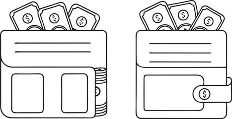 Poster - Wallet Icon with Cash Money Finance Banking Budget Personal Planner Vector Art