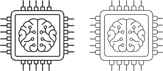 Poster - AI Chip Icon Neural Circuit Technology Software Digital Innovation Flat Vector