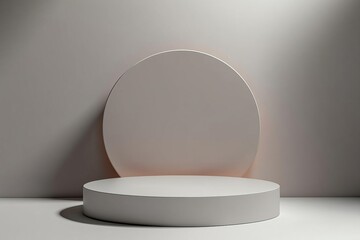 Poster - Stylish Minimalistic Studio Podium with Soft Shadows for Creative Mockup Presentation Display