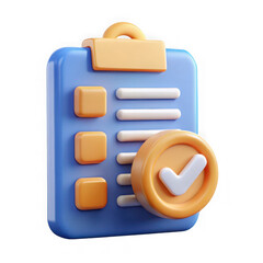 Poster - 3d checklist icon completed task isolated on transparent background